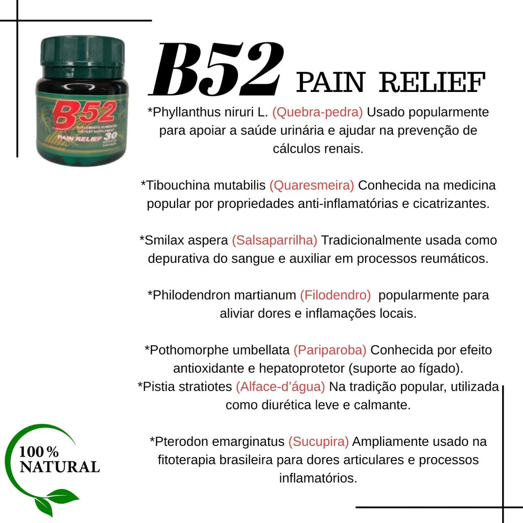 B52 Pain Relief Original Suplemento 30 Caps