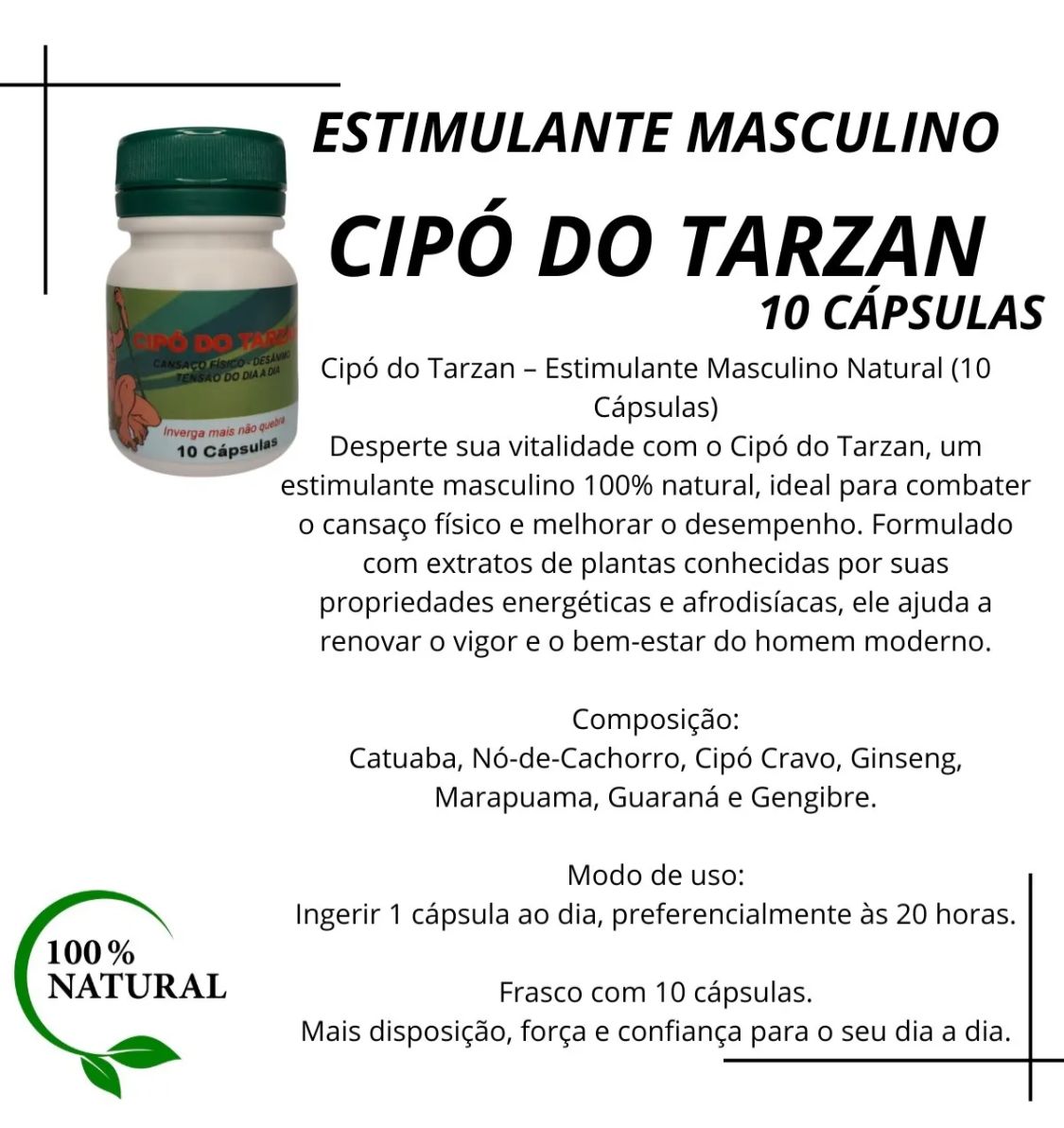 1 Pote Estimulante Sexual Cipó Do Tarzan 10 Caps