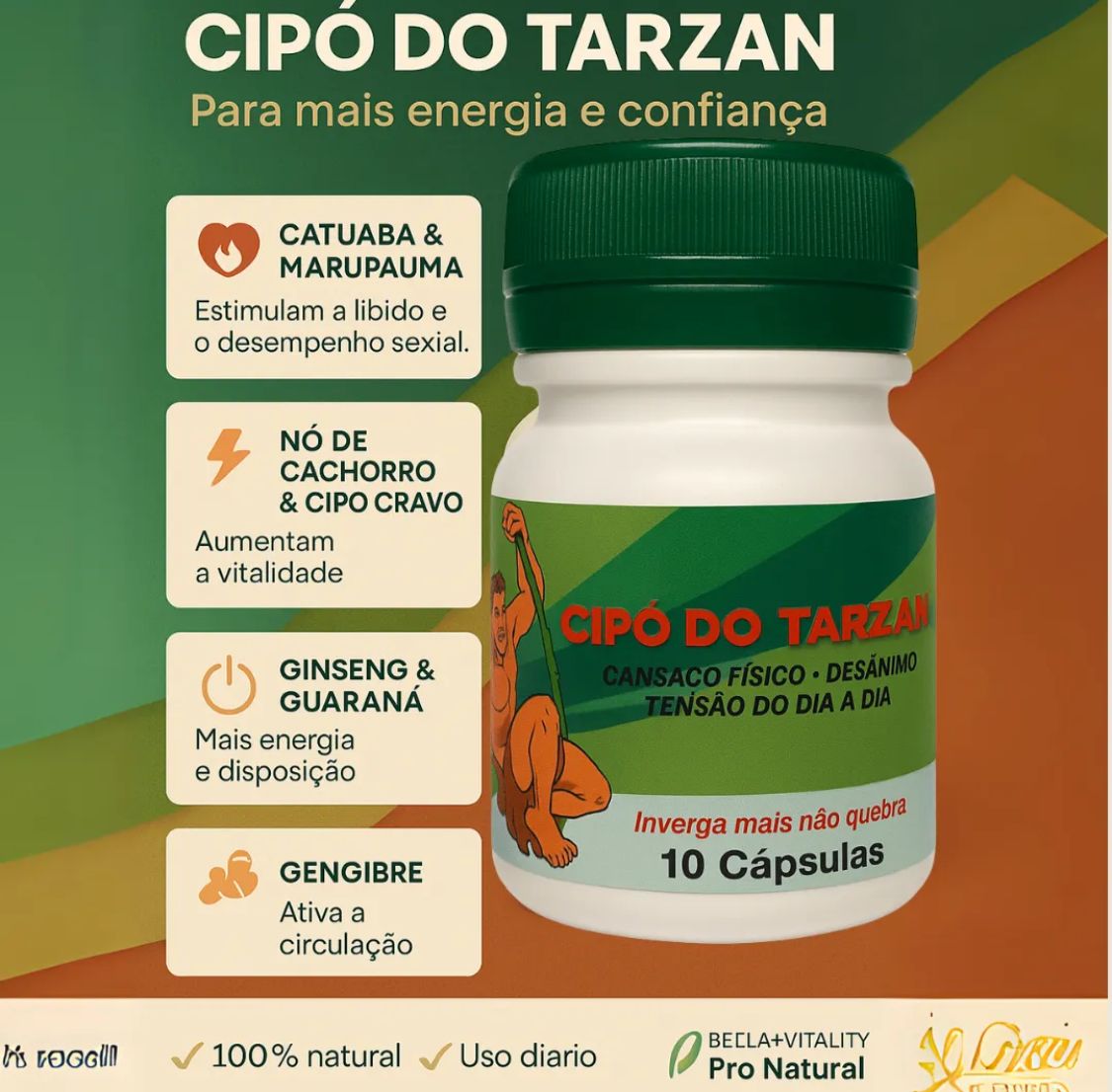 1 Pote Estimulante Sexual Cipó Do Tarzan 10 Caps